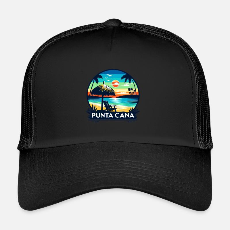 Coucher de soleil à Punta Cana : plage et palmiers Casquette trucker 