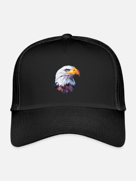 Eagle Head Low Poly Logo Design - Trucker Cap - black/black - Front