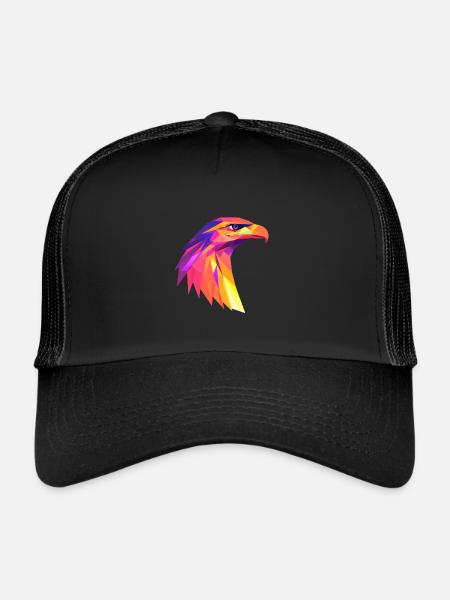 Eagle Head Low Poly Logo Design - Trucker Cap - black/black - Front