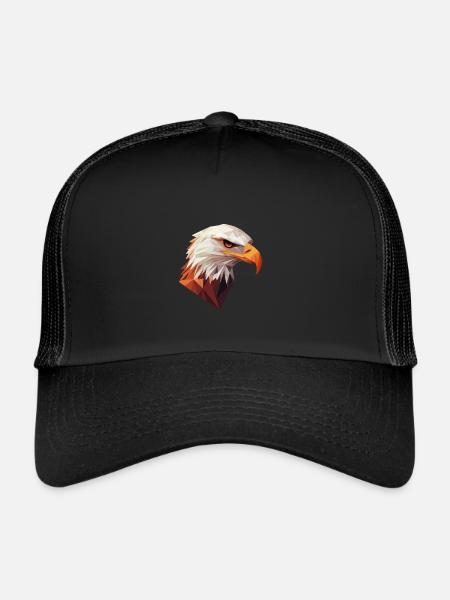 Eagle Head Low Poly Art Logo Design - Trucker Cap - black/black - Front