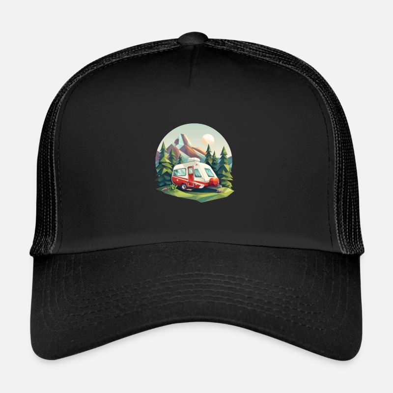 Camping à l’ancienne – Moderne dans un look low poly Casquette trucker 