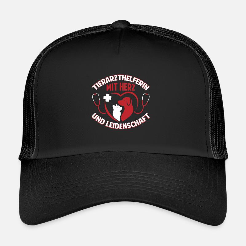 Tierarzthelferin mit Herz und Leidenschaft TFA - Trucker Cap - Schwarz/Schwarz