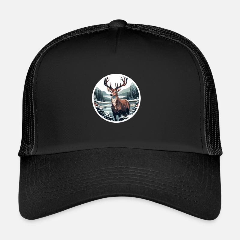 Deer in winter landscape Trucker Cap