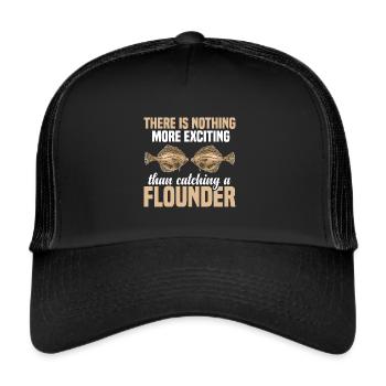 Fludern fischen - Flunder angeln - Angler Sprüche - Trucker Cap - Schwarz/Schwarz - Vorne