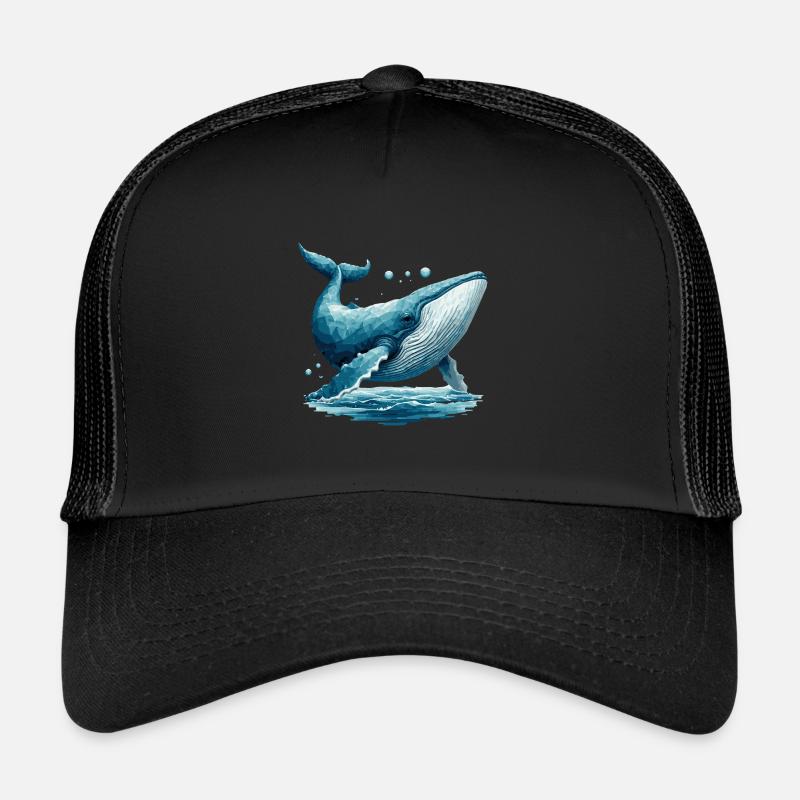 Baleine mignonne de style polygone avec des bulles d’air Casquette trucker 