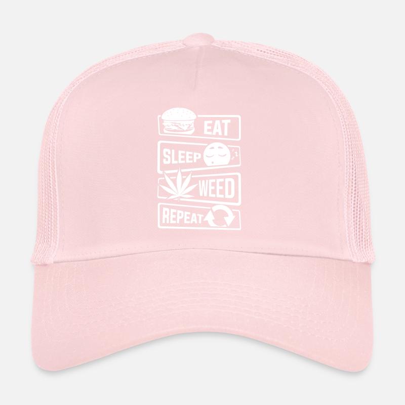 Eat Sleep Weed Repeat - Cannabis THC CBD Smoking Weed Trucker Cap