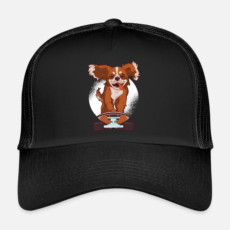 Skateboard Chien Cavalier King Charles Spaniel - Casquette trucker  - noir/noir