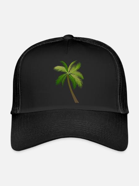 palm tree palm palms - Trucker Cap - black/black - Front