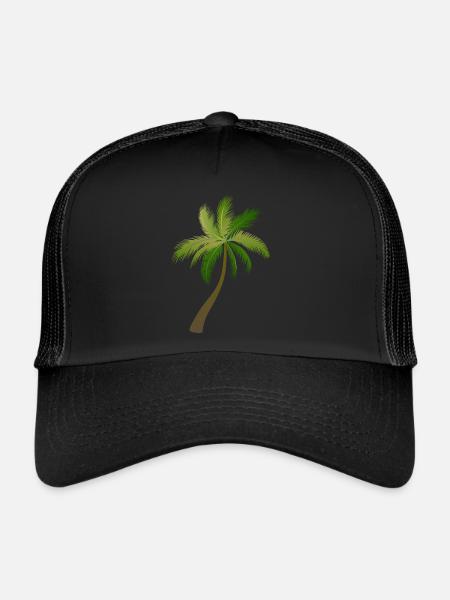 palm tree palm palms - Trucker Cap - black/black - Front