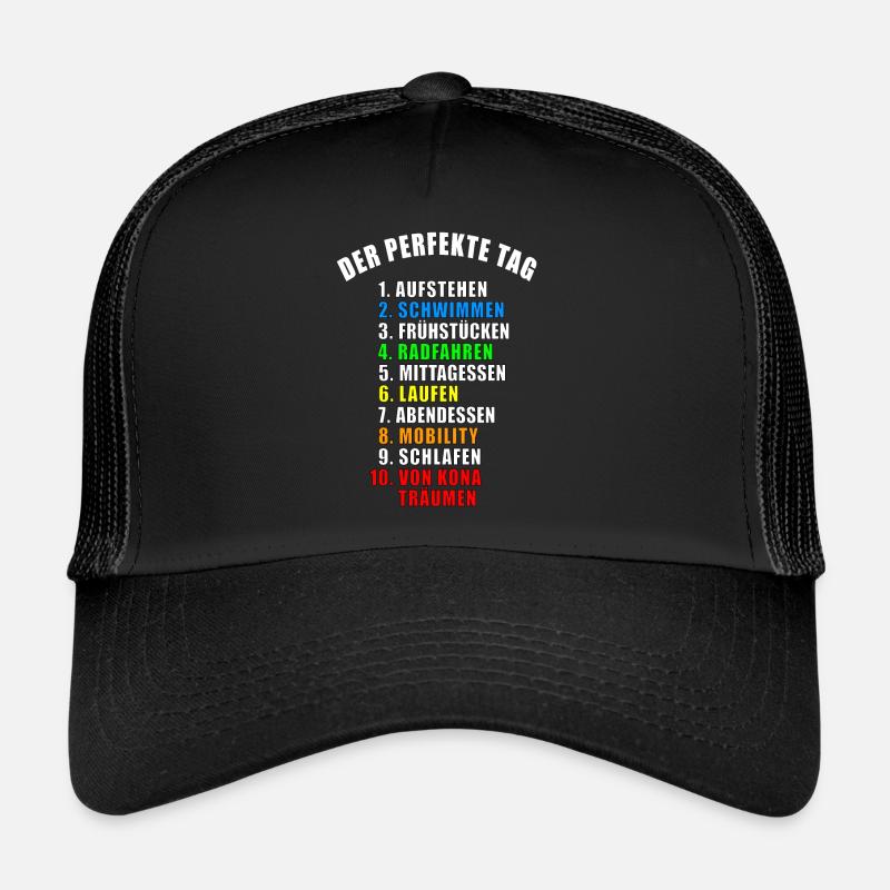 DER PERFEKTE TAG GESCHENK TRIATHLON TRIATHLET TRI - Trucker Cap - Schwarz/Schwarz