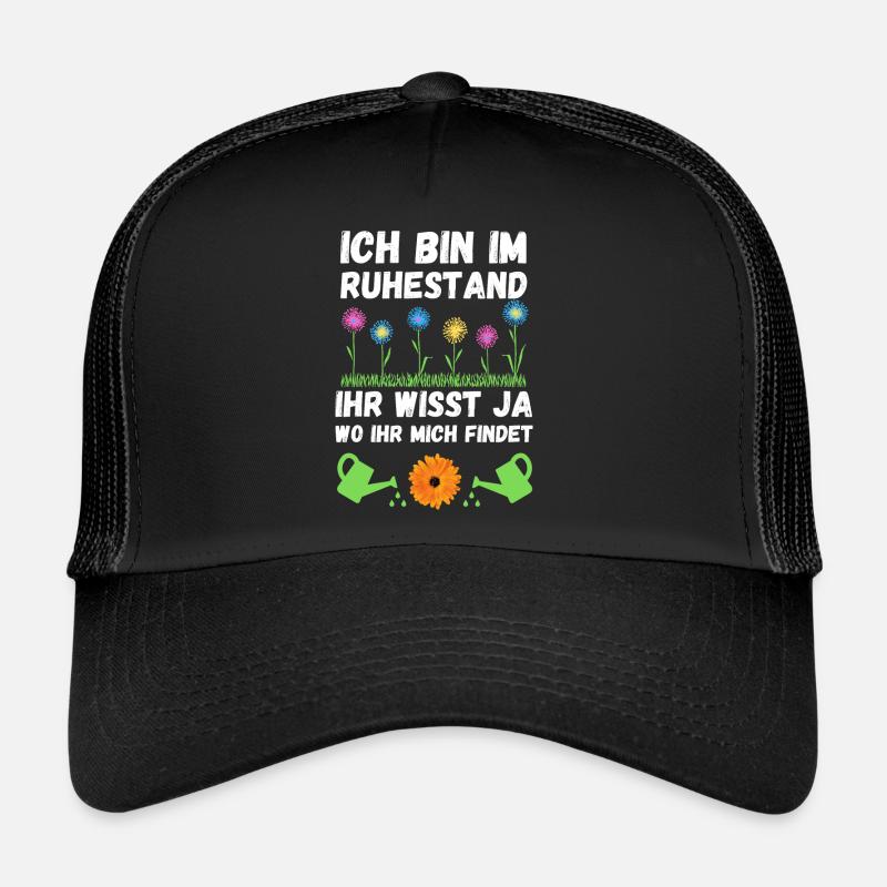 Rente Garten Rentner Gärtner Blumen Ruhestand - Trucker Cap - Schwarz/Schwarz
