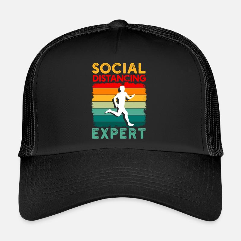 Funny Runner Gift Social Distancing Expert Trucker Cap