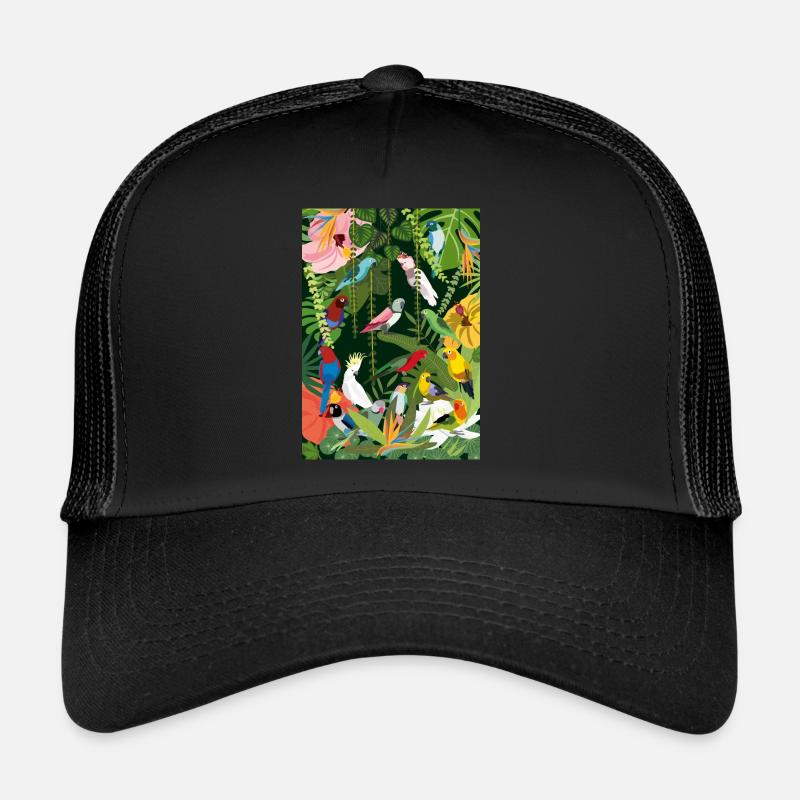 Papageien im Dschungel, Illustration Trucker Cap