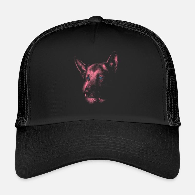 Deutscher Schäferhund mit blauen Augen - Trucker Cap - Schwarz/Schwarz