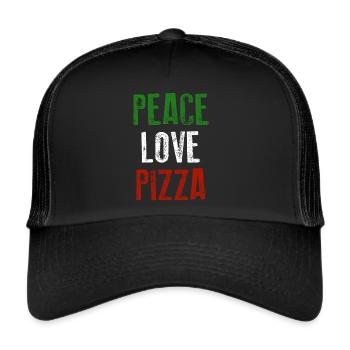 PEACE LOVE PIZZA Tricolore Italiano - Trucker Cap - Schwarz/Schwarz - Vorne