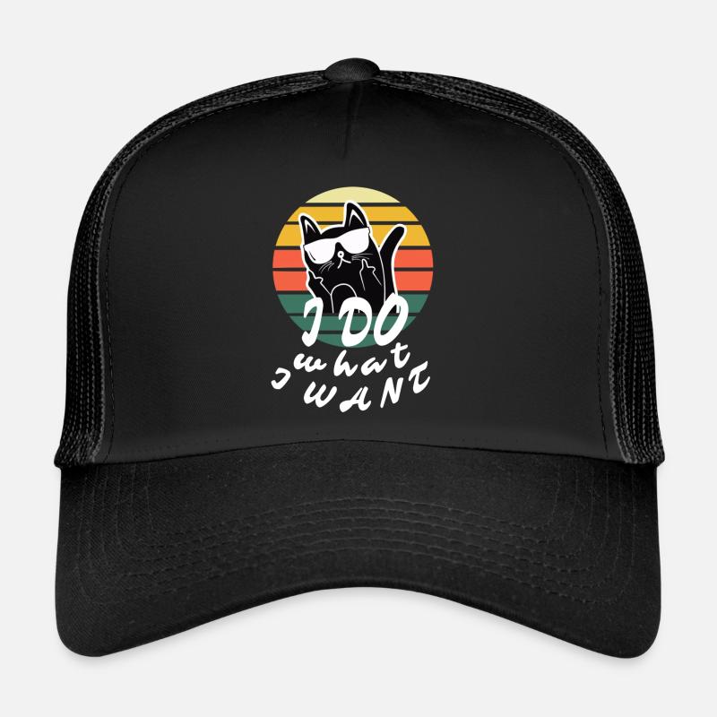 Funny cat Tee - I do what I want funny - Trucker Cap - Schwarz/Schwarz