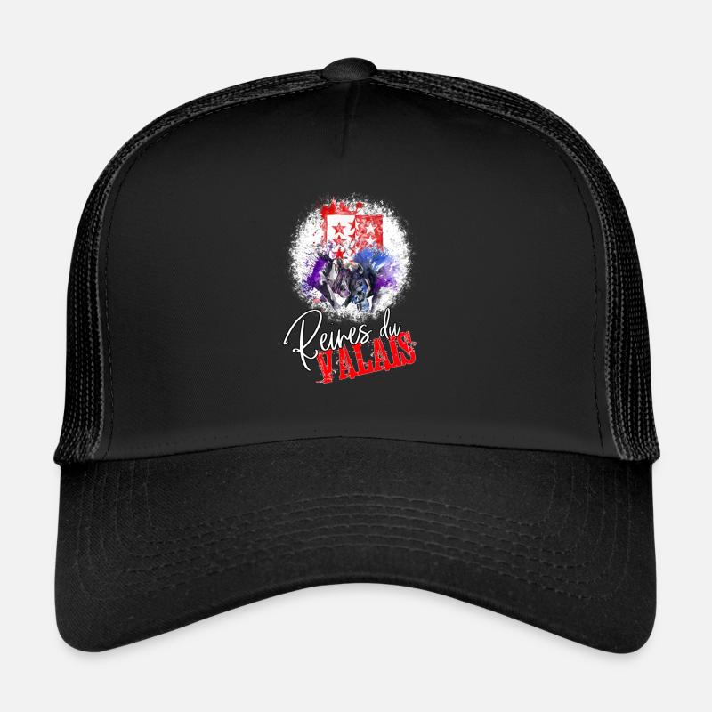 Vache d'hérens, eringer, drapeau du Valais - Casquette trucker  - noir/noir