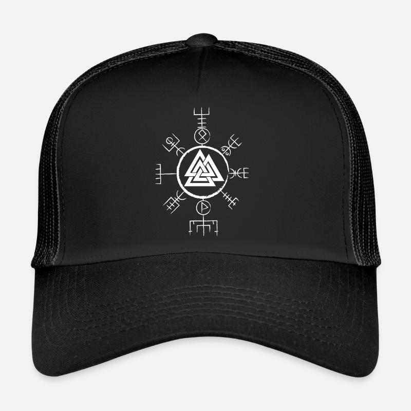 Wikinger Symbol Valknut - Wikinger Vegviser - Trucker Cap - Schwarz/Schwarz