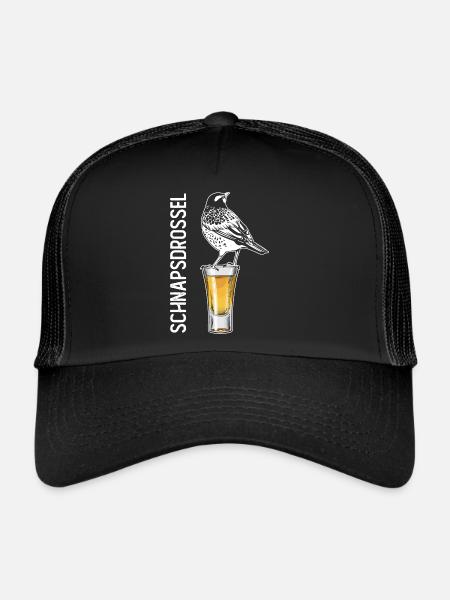 Schnapsdrossel Schnapstrinker Alkohol Schnaps - Casquette trucker  - noir/noir - Devant