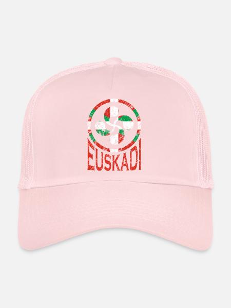 Drapeau d’Euskadi. Pays Basque Lauburu. Ikurriña - Casquette trucker  - rose pâle - Devant