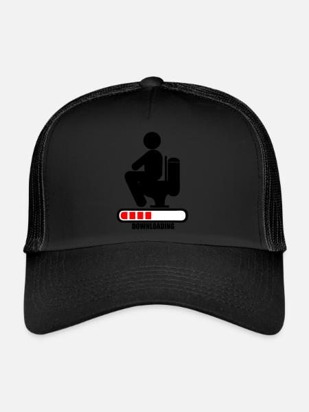 chier toilette caca downloading barre chargement - Casquette trucker  - noir/noir - Devant