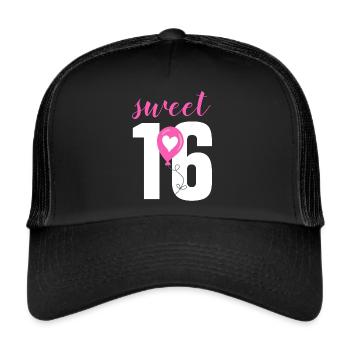 SWEET SIXTEEN - SIXTEEN - 16TH BIRTHDAY GIRL - Trucker Cap - black/black - Front
