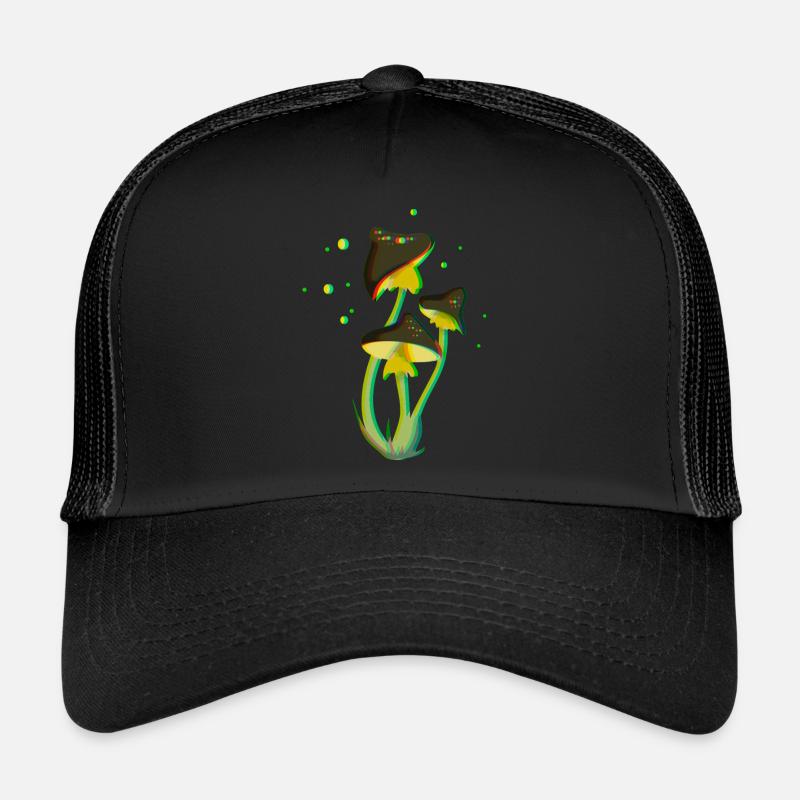 Dessin Champignon Trippy Fluo 3D et Psychédélique Casquette trucker 