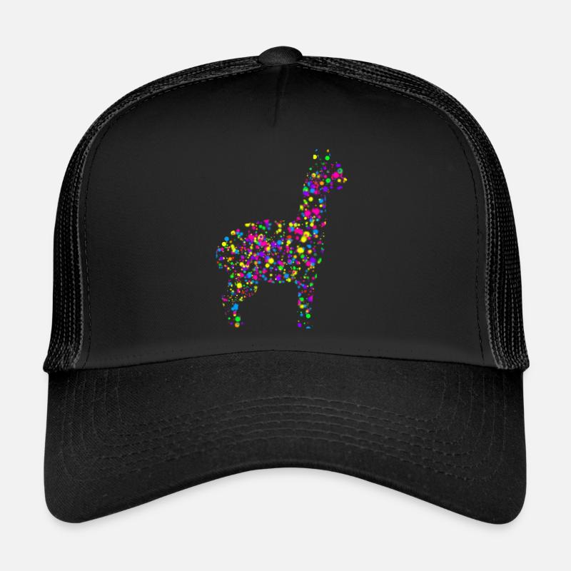 buntes Alpaka - Trucker Cap - Schwarz/Schwarz