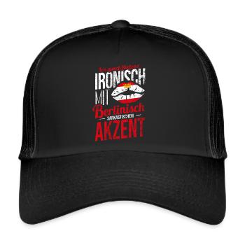Berlin Dialekt Berliner VOLKSFESTSOMMER Outfit - Trucker Cap - Schwarz/Schwarz - Vorne