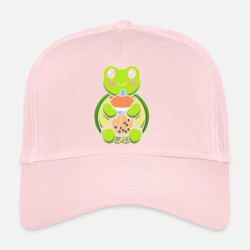Bubble Milk Tea Turtle Drinking Boba Milk Tea Trucker Cap