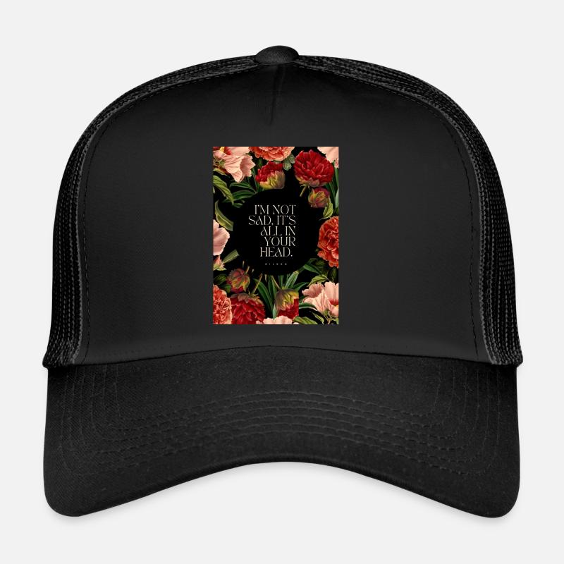Traurigkeit Aufschrift Text Blumen rot von Hildon Trucker Cap
