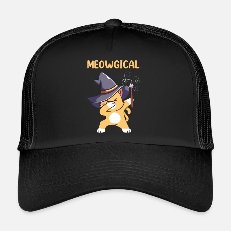 Halloween Katze Hexe - Trucker Cap - Schwarz/Schwarz