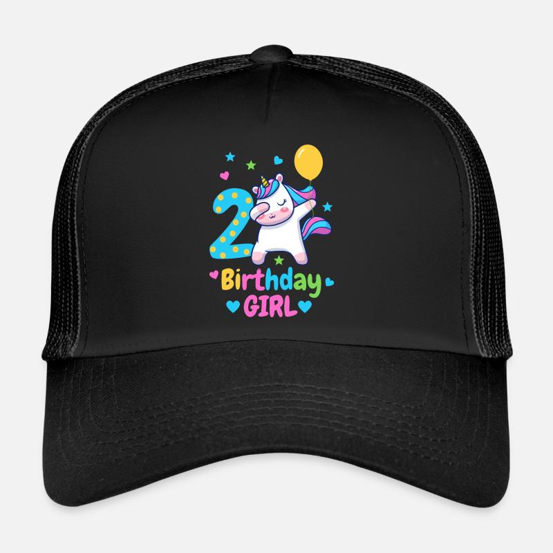 2nd birthday unicorn - Trucker Cap - black/black