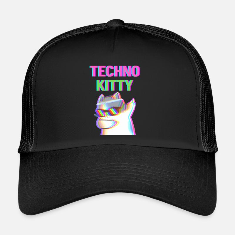 Techno Kitty - Casquette trucker  - noir/noir