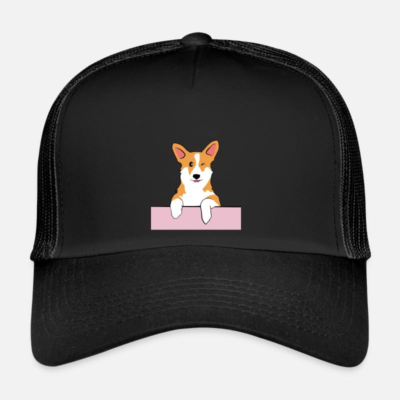 Corgi on a wall - Casquette trucker  - noir/noir