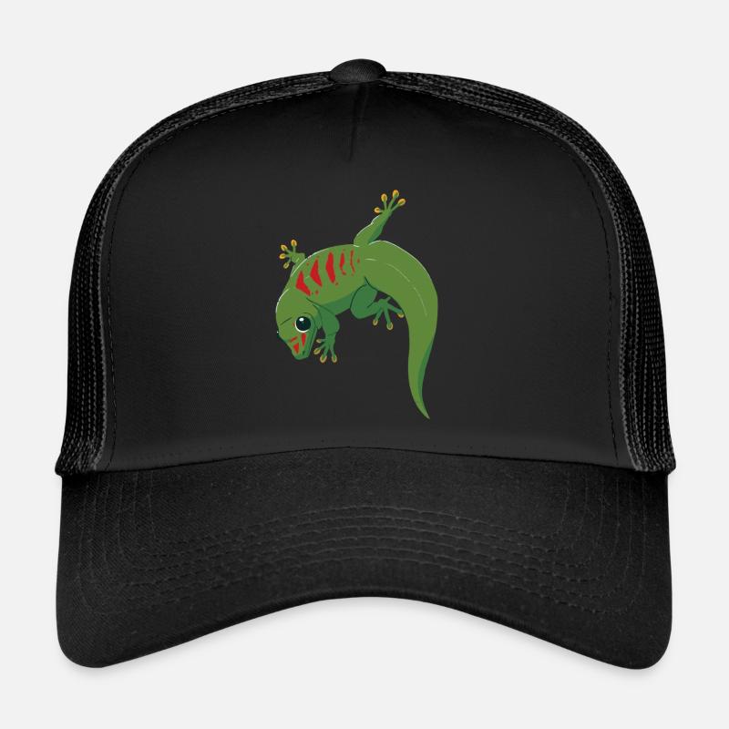 Gecko Illustration - Trucker Cap - black/black