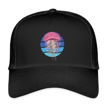 Ocean Jellyfish Art Ocean Life Underwater Sea Animal - Trucker Cap - black/black - Front