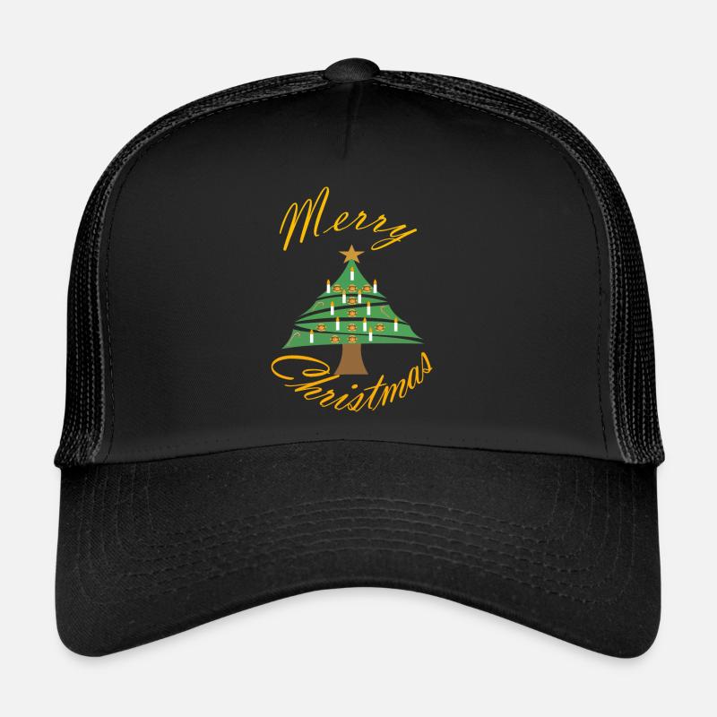 Weihnachtsbild mit Weihnachtsbaum - Trucker Cap - Schwarz/Schwarz