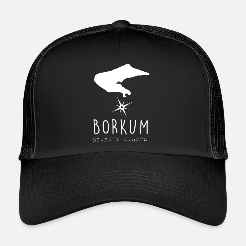 Borkum Herzschlag Nordsee Geschenk - Trucker Cap - Schwarz/Schwarz
