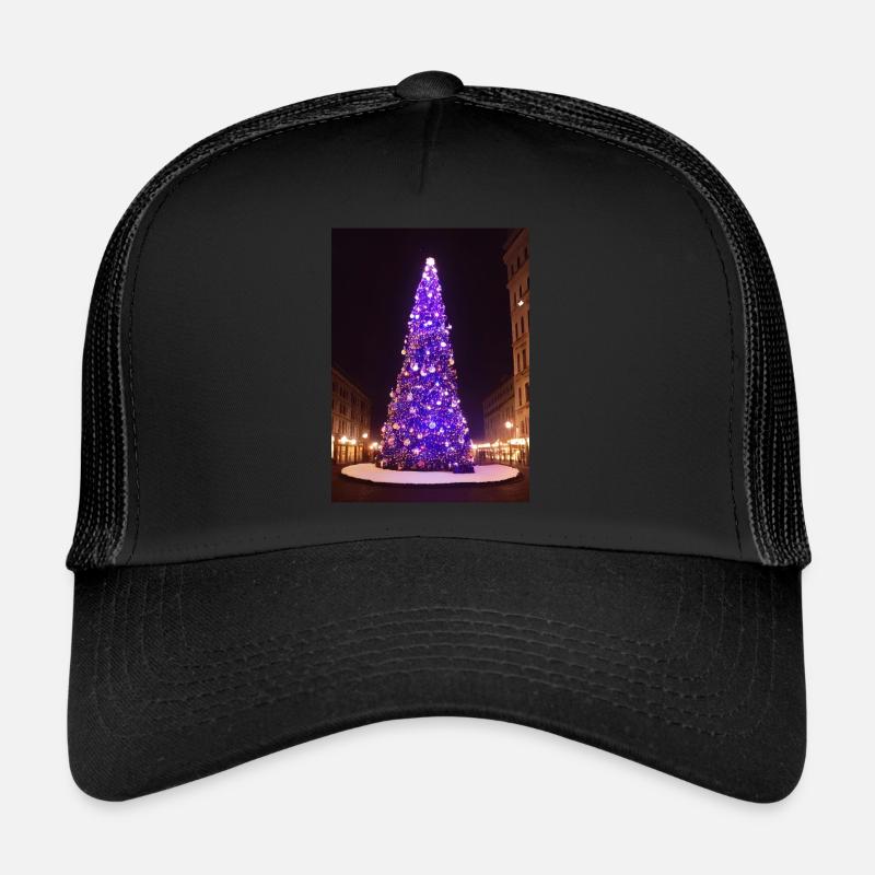 Purple Christmas Tree Trucker Cap