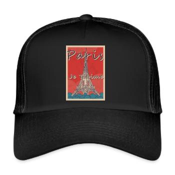 Tour Eiffel Paris Bike Love Flower de France - Casquette trucker  - noir/noir - Devant