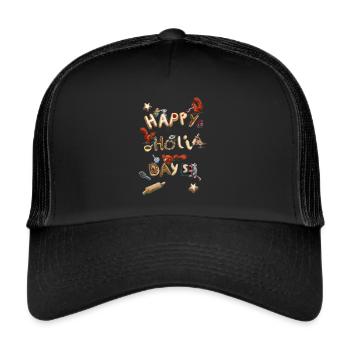Weihnachts Kekse - Happy Holi Days - Trucker Cap - Schwarz/Schwarz - Vorne