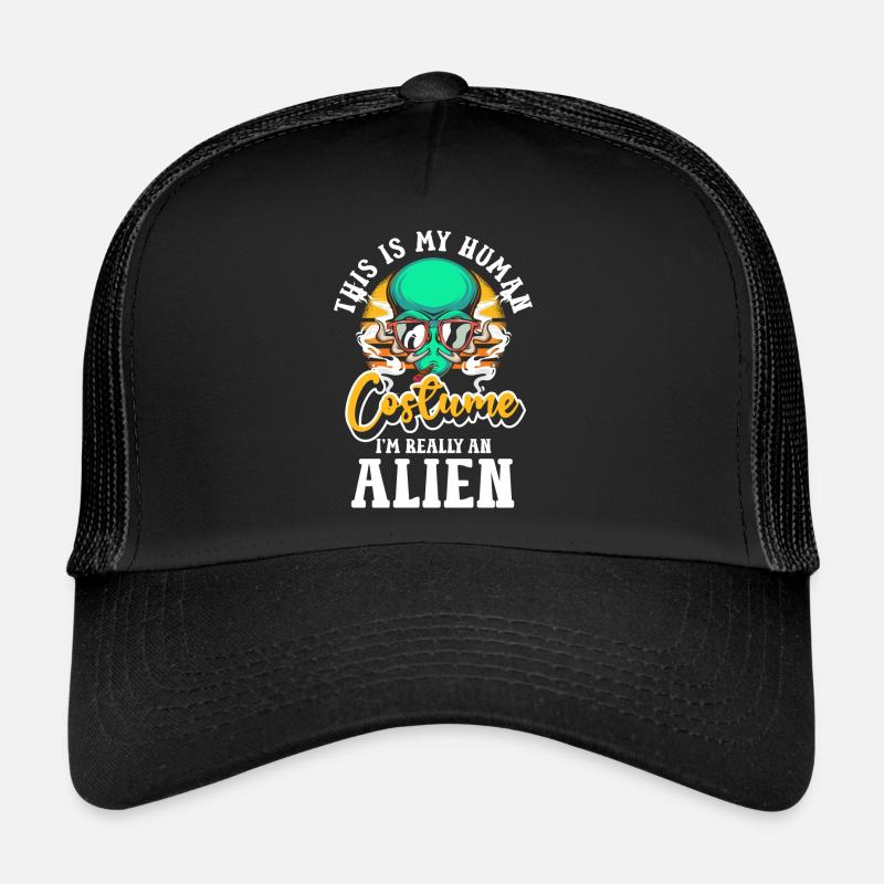 Alien Lustig Planet - Trucker Cap - Schwarz/Schwarz