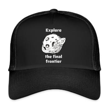 Explore The Final Frontier Retro Outer Space - Trucker Cap - Schwarz/Schwarz - Vorne