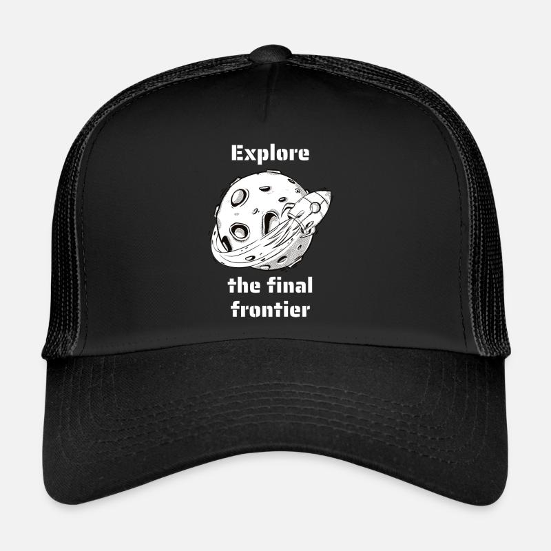 Explore The Final Frontier Retro Outer Space - Trucker Cap - Schwarz/Schwarz