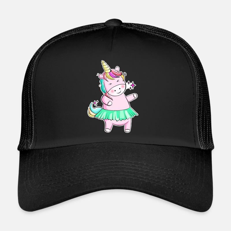 Niedliches Einhorn Sticker Aufkleber - Trucker Cap - Schwarz/Schwarz