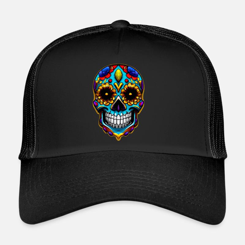 Skull Mexican Style, Día de Muertos - Trucker Cap - Schwarz/Schwarz