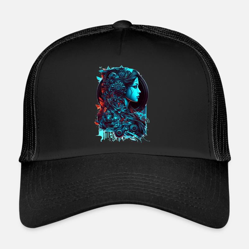 Steampunk in retro-futurism with technology Trucker Cap