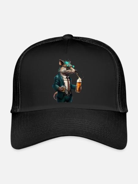 Cool animal with BIer. Style and alcohol - Trucker Cap - black/black - Front