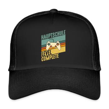 Hauptschule Level Komplett Gamer KonsoleAbschluss - Trucker Cap - Schwarz/Schwarz - Vorne